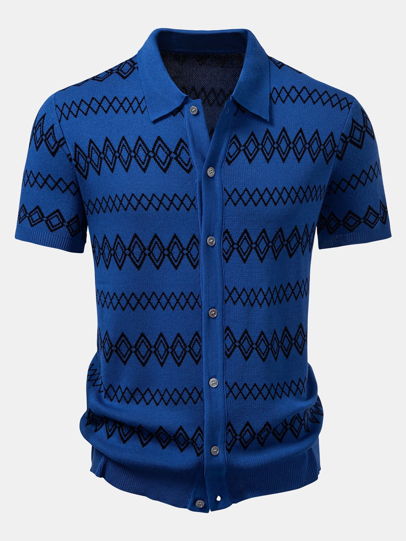 Men’s Knitted Button-Up Shirt Co-Ord with Slim Tapered Trousers for Smart Casual Wear
