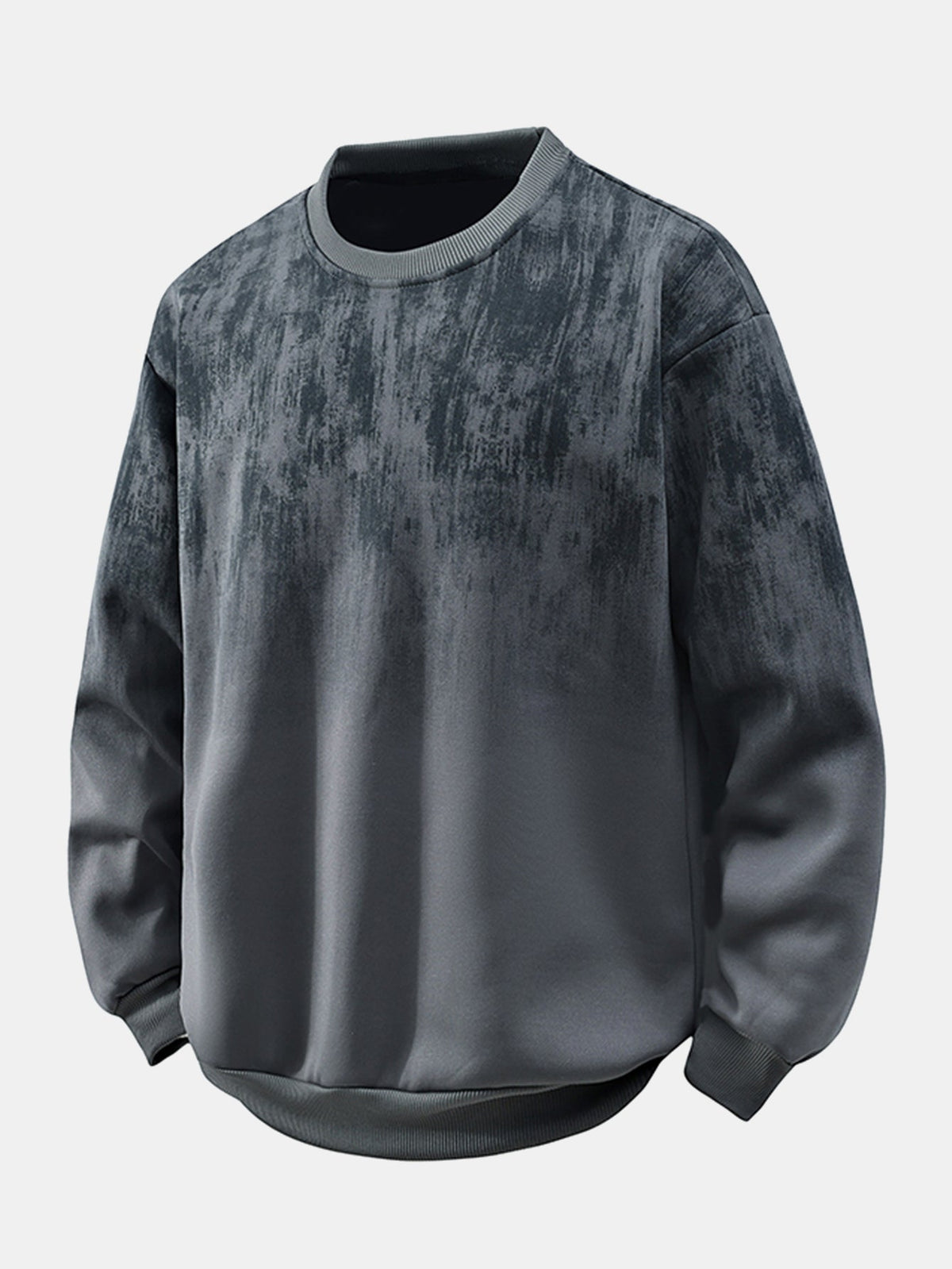 Męska bluza w stylu vintage z efektem sprania i wzorem tie-dye - luźny krój, długie rękawy, efekt wyblakłego ombre i ściągacze, idealna do codziennych stylizacji streetwearowych