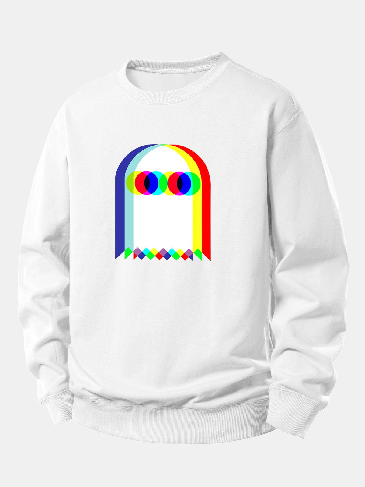 Pánská mikina s grafickým potiskem a volným střihem - hravý potištěný pulovr s kulatým výstřihem pro ležérní streetwearový styl