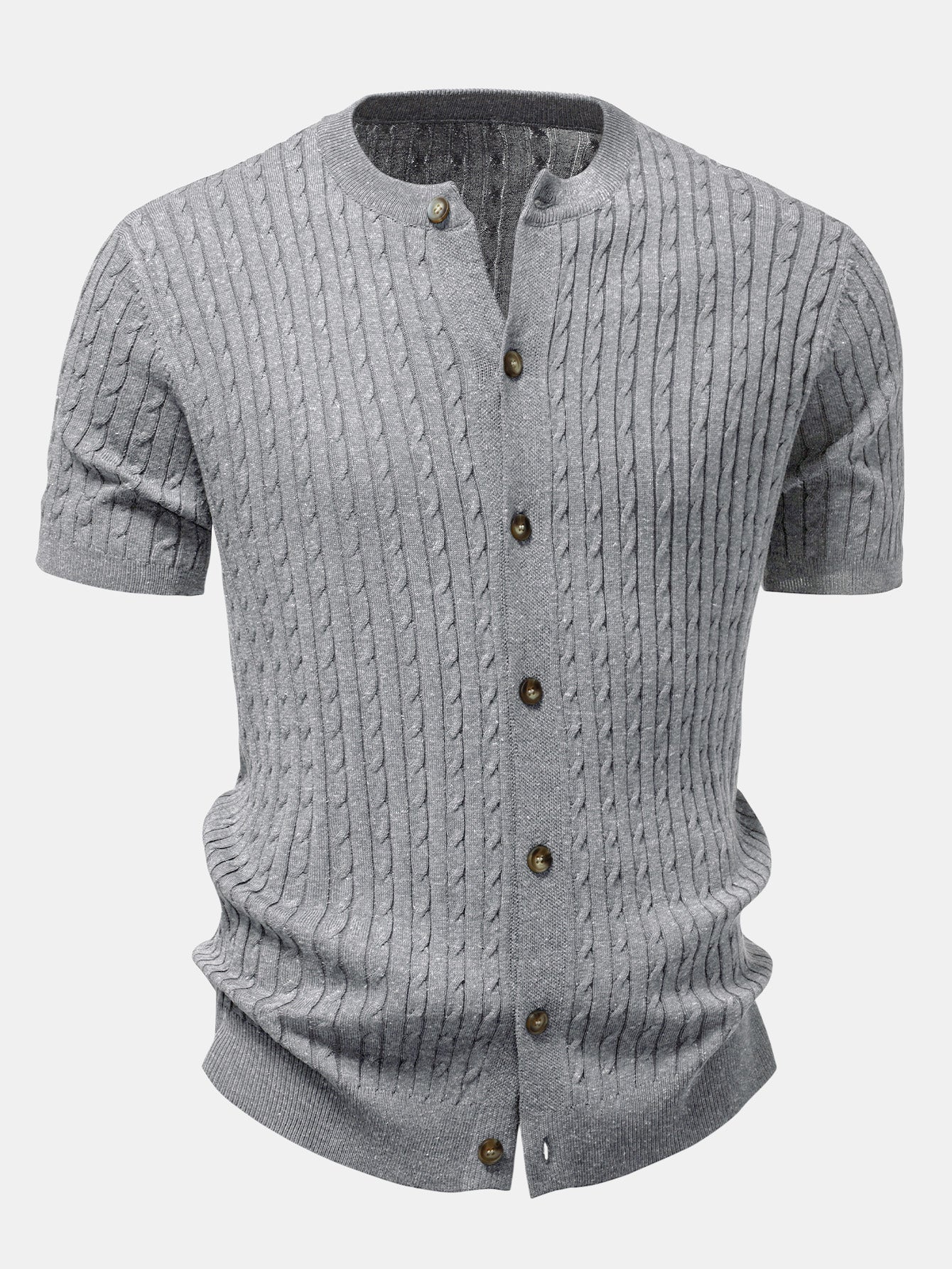 Pánská košile s copánkovým úpletem a knoflíky s kalhotami se zúženými nohavicemi – propracovaný smart casual komplet