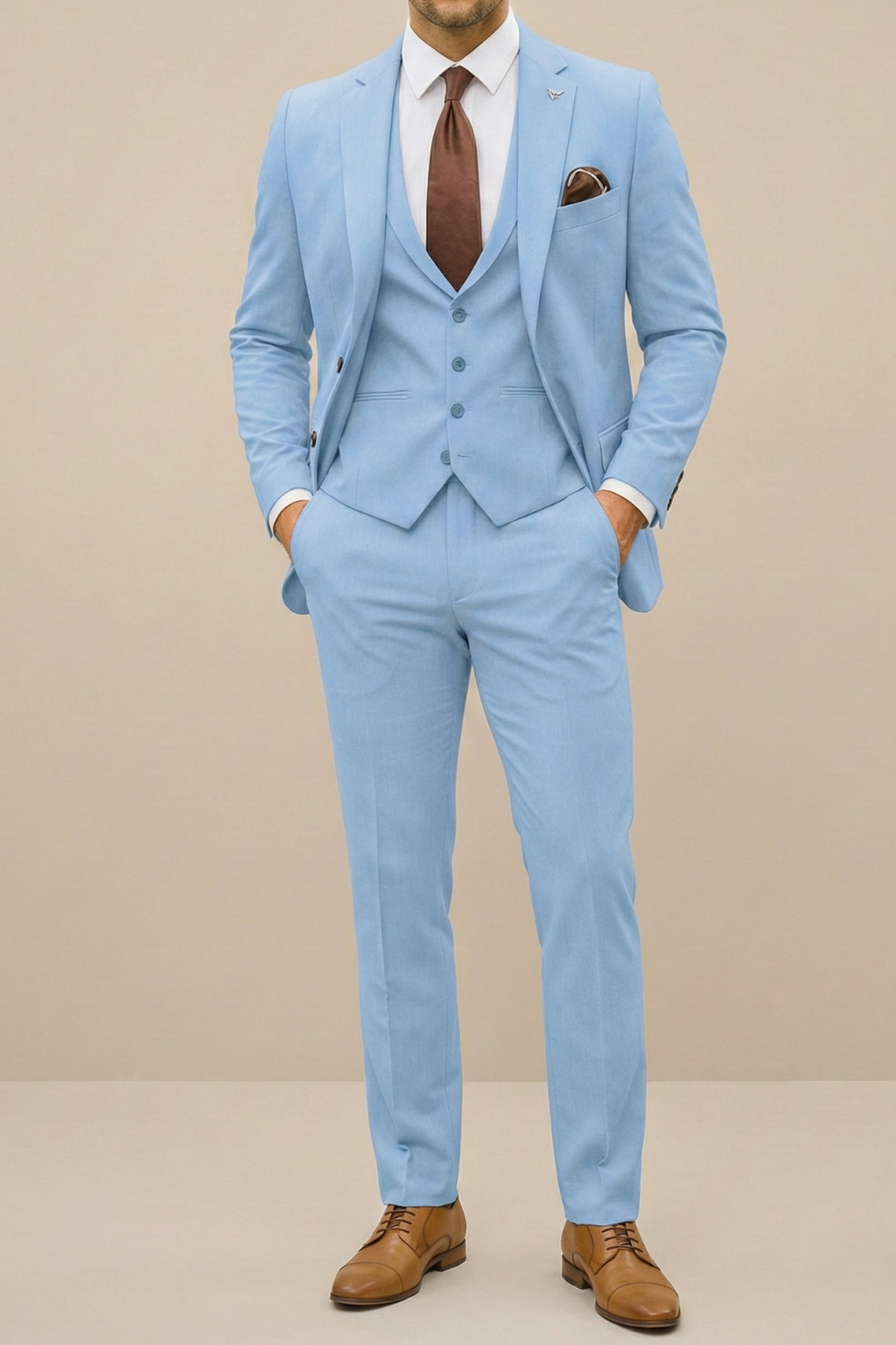 Fato de homem de corte justo com três peças – estilo primaveril elegante para casamentos e negócios