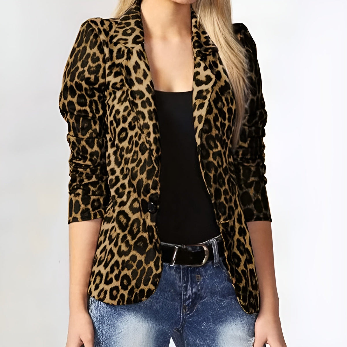 Dámské sako s leopardím vzorem - výrazné sako s klopami pro elegantně ležérní pracovní oděv, večerní outfity, městský styl a povýšený každodenní vzhled