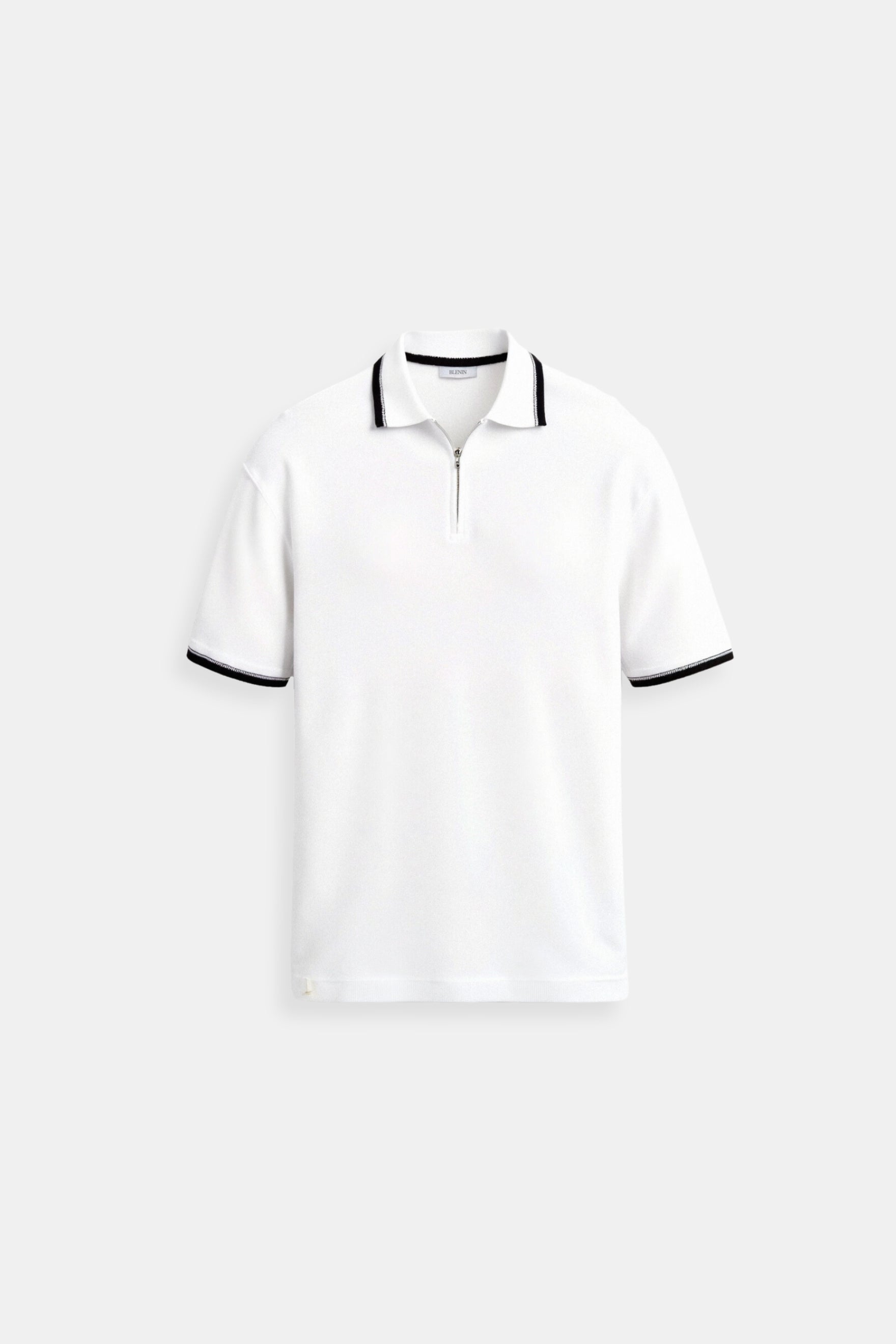 Herre polo med lynlås i halsen, smart casual, strikket sommerbluse