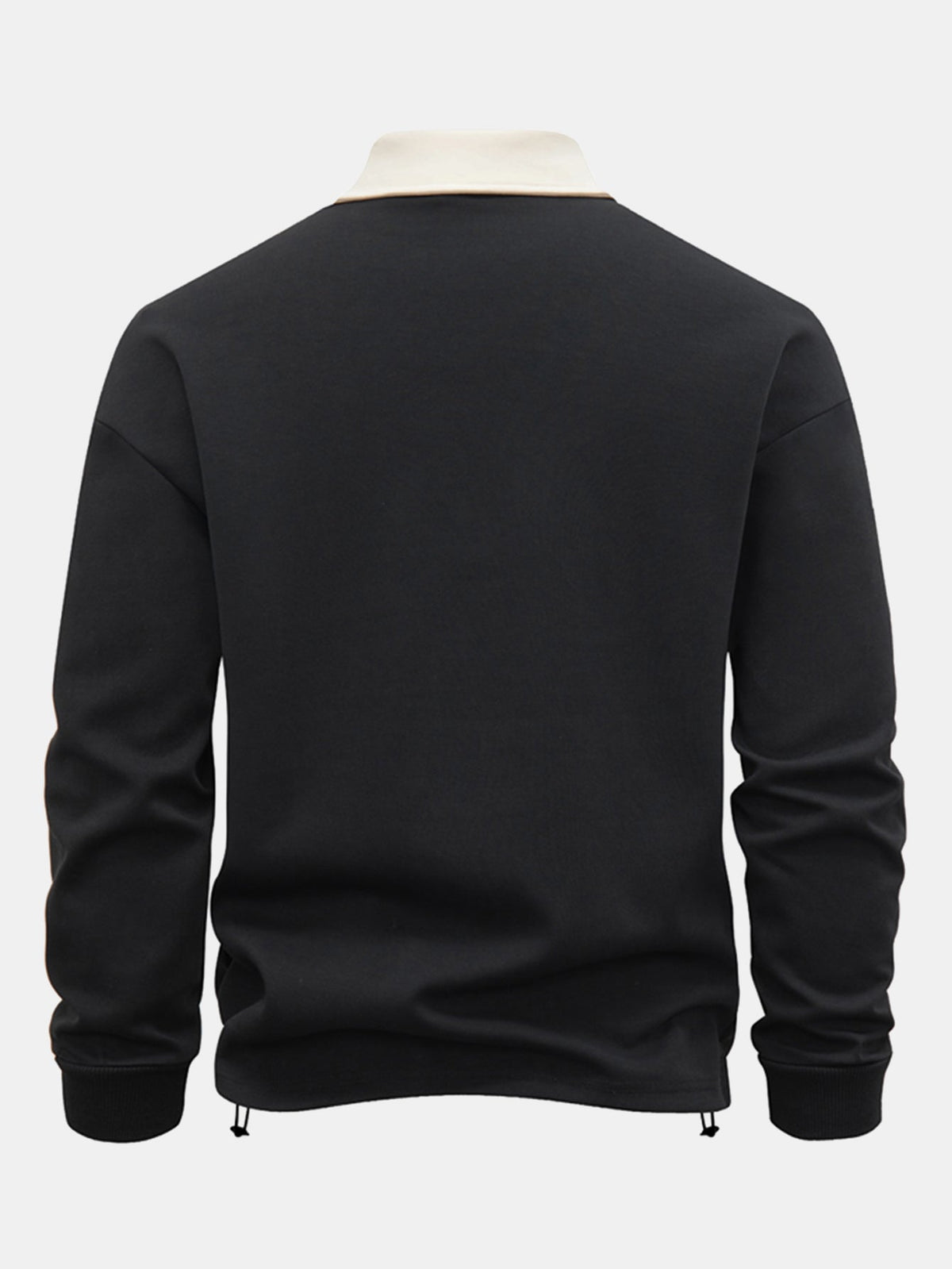 Hanorac bărbătesc cu croială lejeră, fermoar până la jumătate și guler polo – Pulover cu mânecă lungă și guler în contrast, pentru ținute smart casual