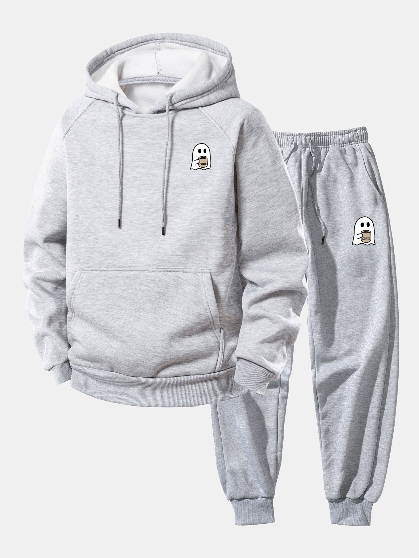 Men’s Hooded Polyester Tracksuit – Relaxed Printed Set with Tapered Joggers for Casual Days