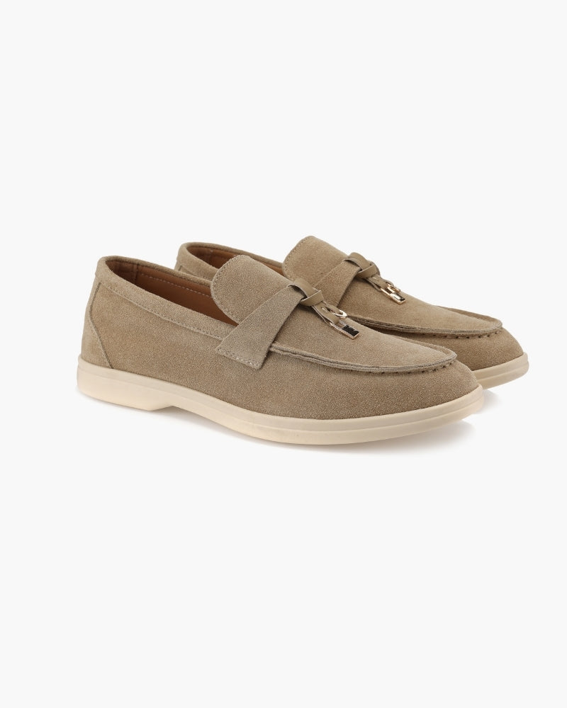 Mocasini damă din piele întoarsă cu ciucuri, pantofi comozi slip-on rafinați
