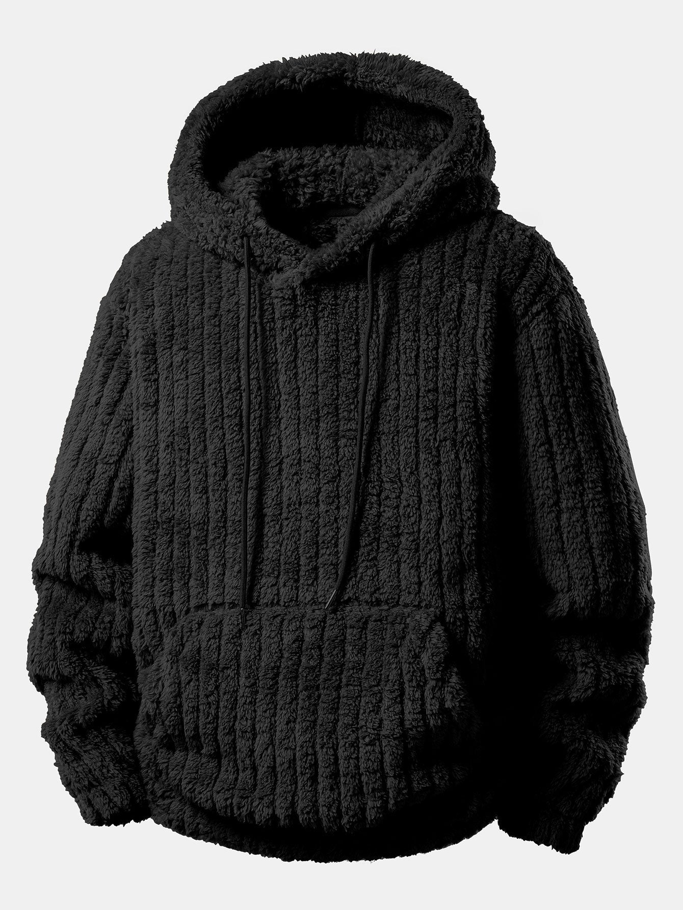 Men’s Winter Teddy Co-Ord Tracksuit – Ribbed Pullover Hoodie with Matching Joggers