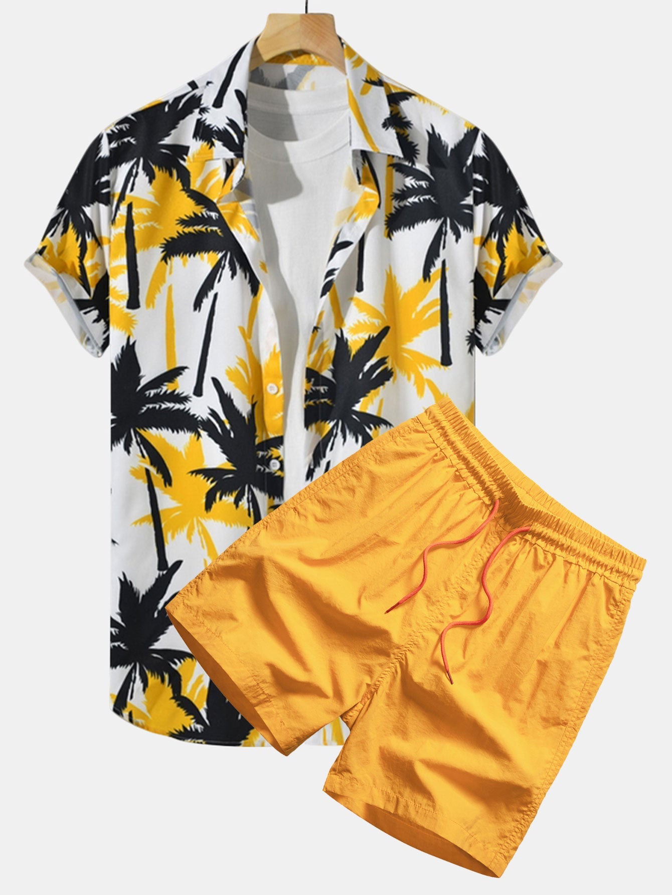 Herre tropisk print skjorte og badeshorts kystnært sommersæt