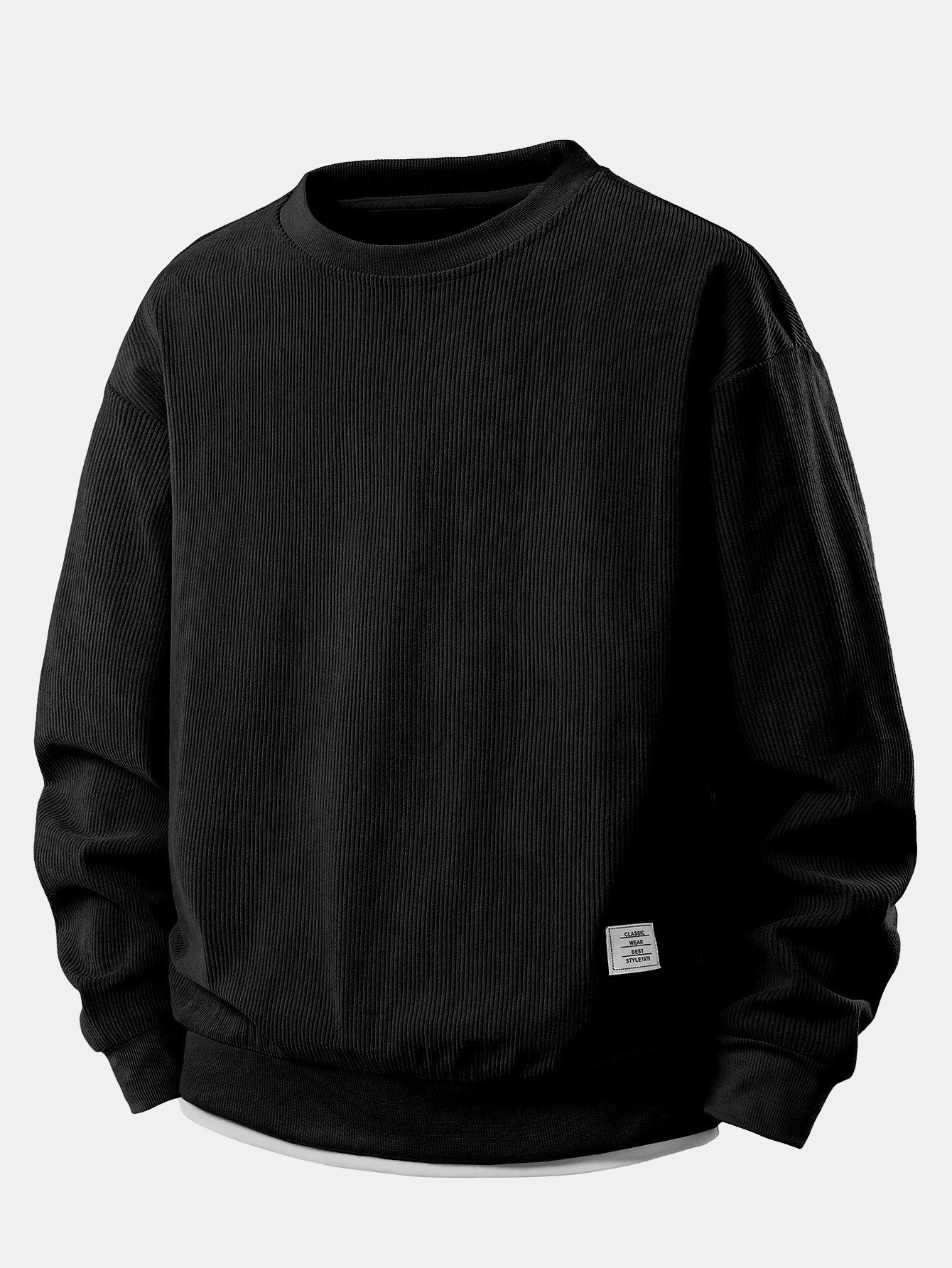 Felpa girocollo a strati in velluto a coste da uomo – Pullover casual e comodo per tutti i giorni più freschi