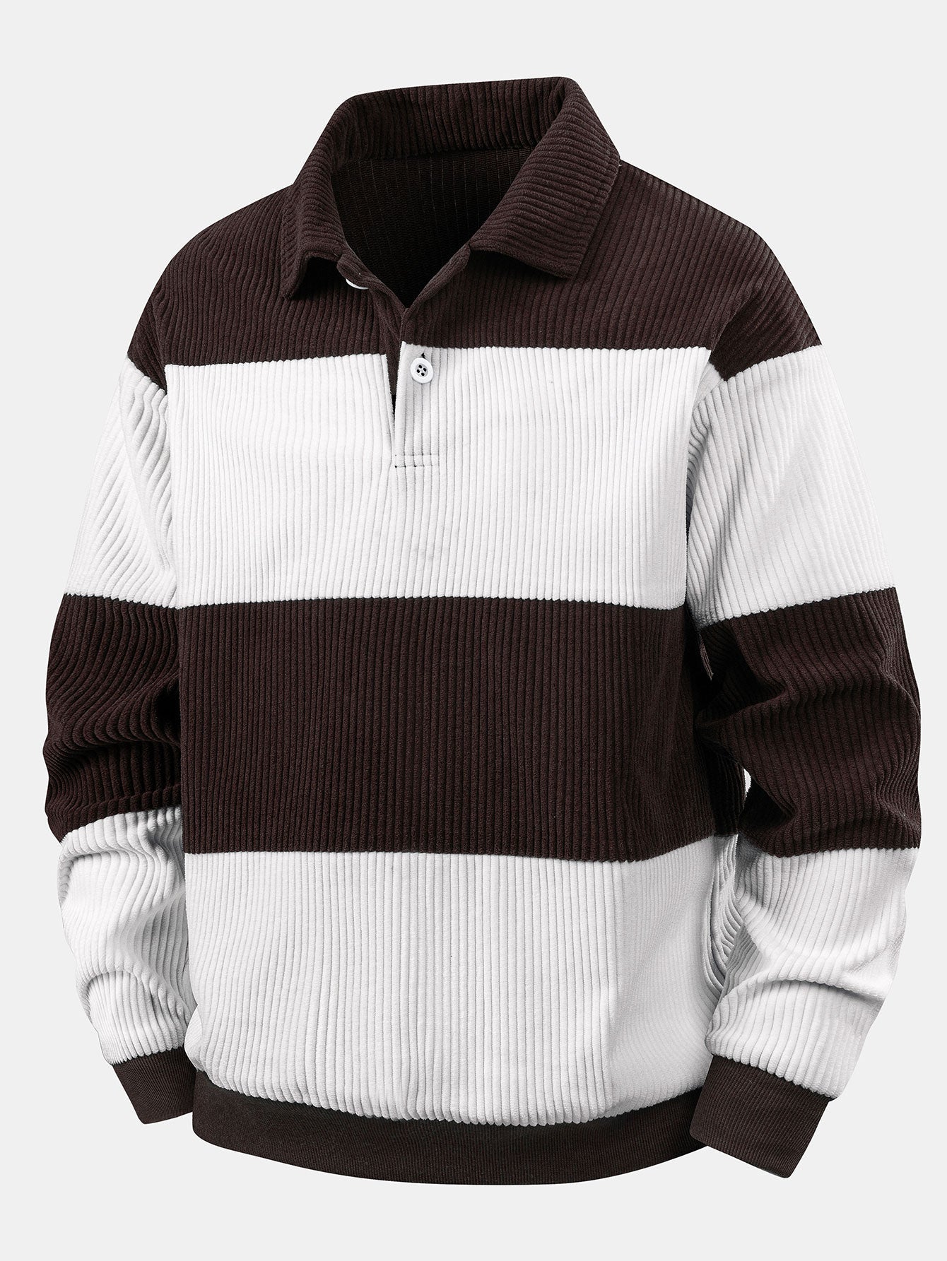 Men’s Corduroy Polo Sweatshirt – Relaxed Retro Layer for Autumn and Winter