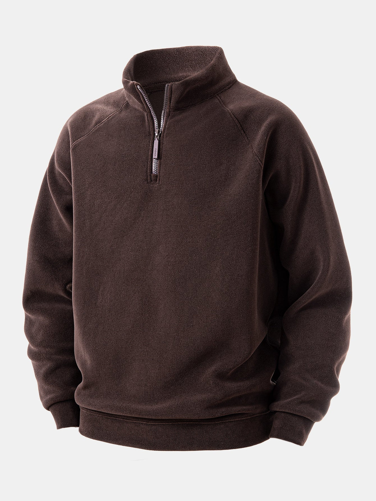 Bluză din fleece polar pentru bărbați, cu fermoar până la jumătate și guler ridicat - croială obișnuită, călduroasă, cu mâneci lungi, pentru ținute casual de toamnă și iarnă