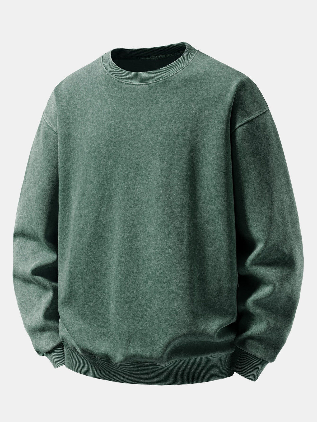 Sweat-shirt homme vintage en coton délavé à col rond - Pull décontracté, coupe ample, pour tous les jours en automne