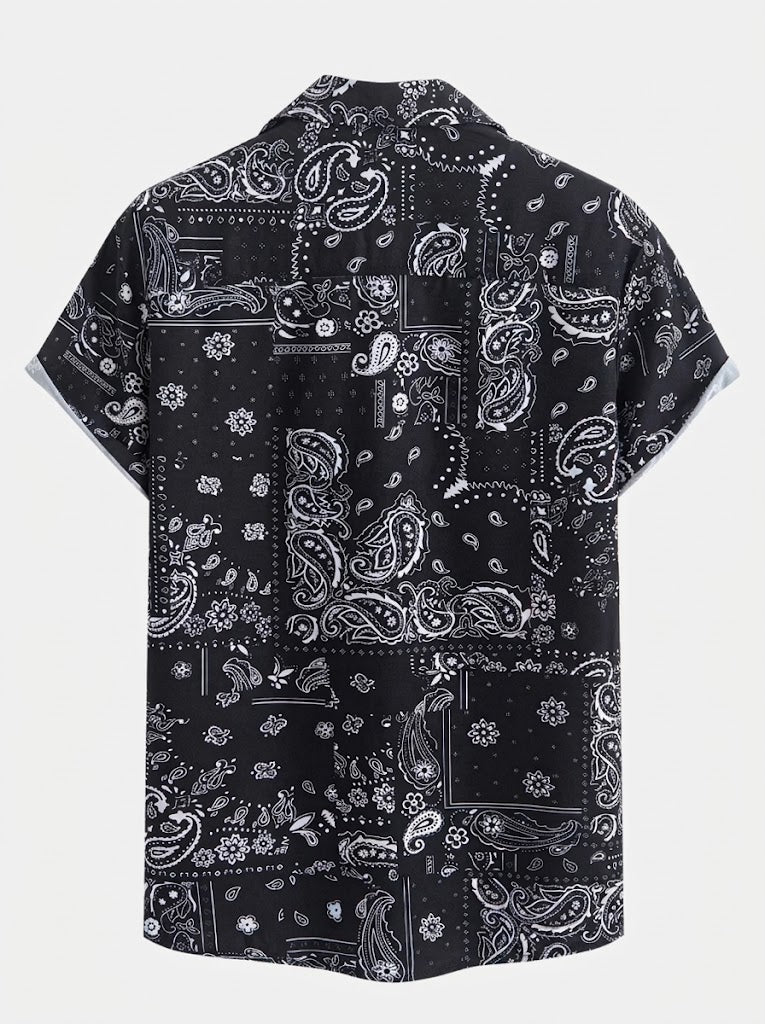Men’s Printed Resort Shirt and Swim Shorts Set – Stretch Summer Beachwear