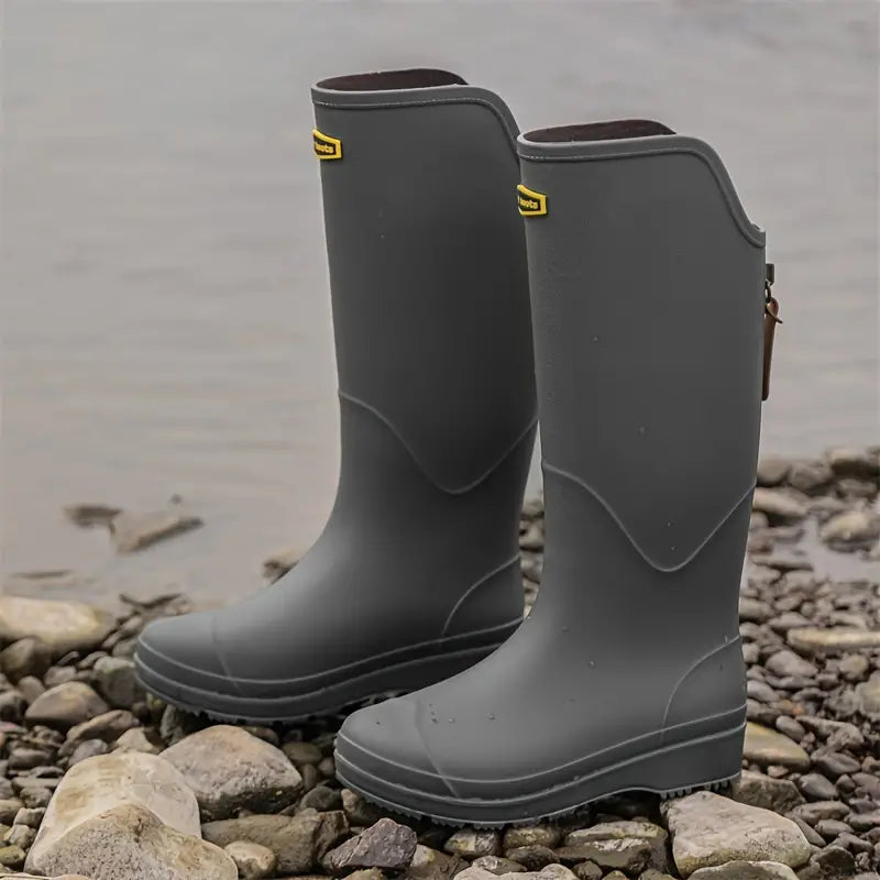 Botas Wellington altas de mujer con cañas contorneadas – Calzado de exterior fácil de poner para el campo y el jardín
