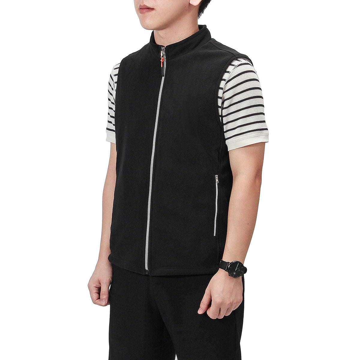 Uniseksowa podgrzewana kamizelka polarowa USB – bezrękawnikowa warstwa zapinana na cały zamek z regulacją ogrzewania
