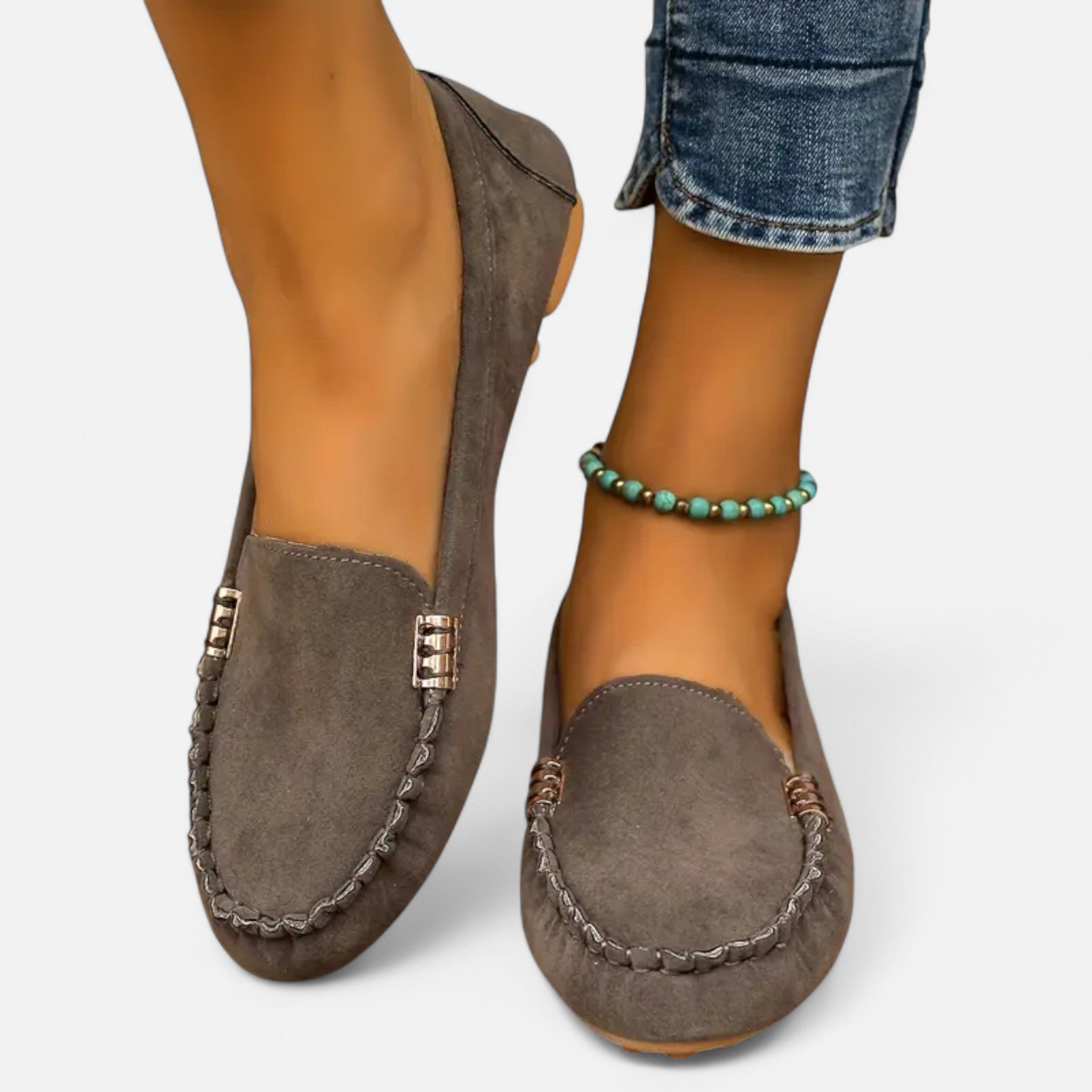 Valmonti | Women’s Loafers – Refined Metal Decor Elegance