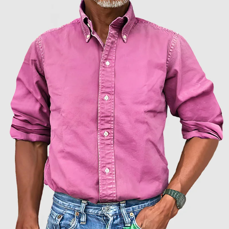 Men’s Casual Cotton Shirt – Breathable Long Sleeve Button-Down for Everyday Smart-Casual Style