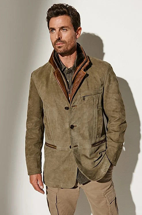Men’s Tailored Suede Blazer Jacket – Refined Layer for Autumn and Winter Wear
