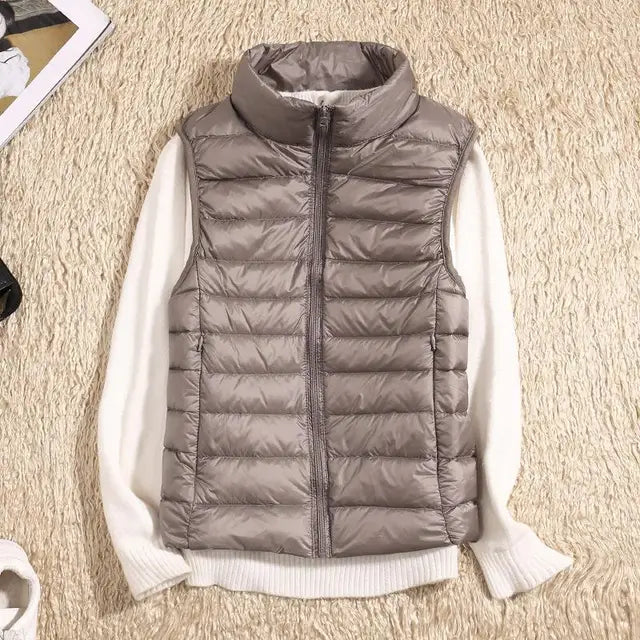 Gilet imbottito leggero da donna - Gilet trapuntato con collo alto per creare look a strati in autunno