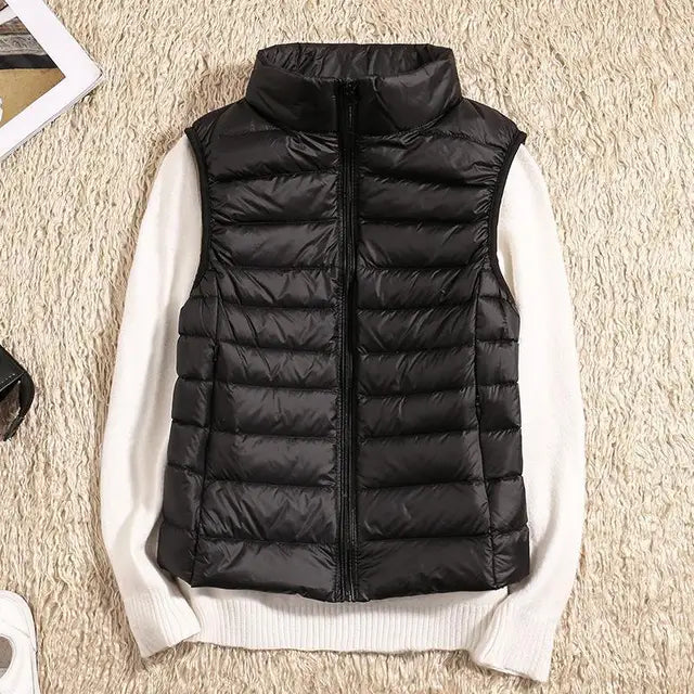 Gilet imbottito leggero da donna - Gilet trapuntato con collo alto per creare look a strati in autunno
