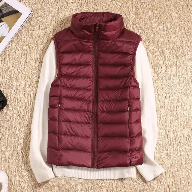 Gilet imbottito leggero da donna - Gilet trapuntato con collo alto per creare look a strati in autunno