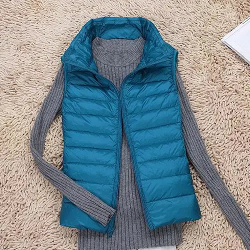 Gilet imbottito leggero da donna - Gilet trapuntato con collo alto per creare look a strati in autunno