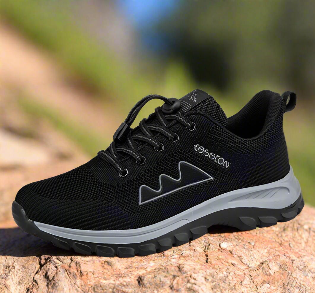 Męskie lekkie niskie buty trekkingowe - przewiewne buty outdoorowe z szybkim sznurowaniem i wytrzymałą podeszwą o dobrej przyczepności na szlaki, spacery, podróże, biwakowanie i codzienne przygody