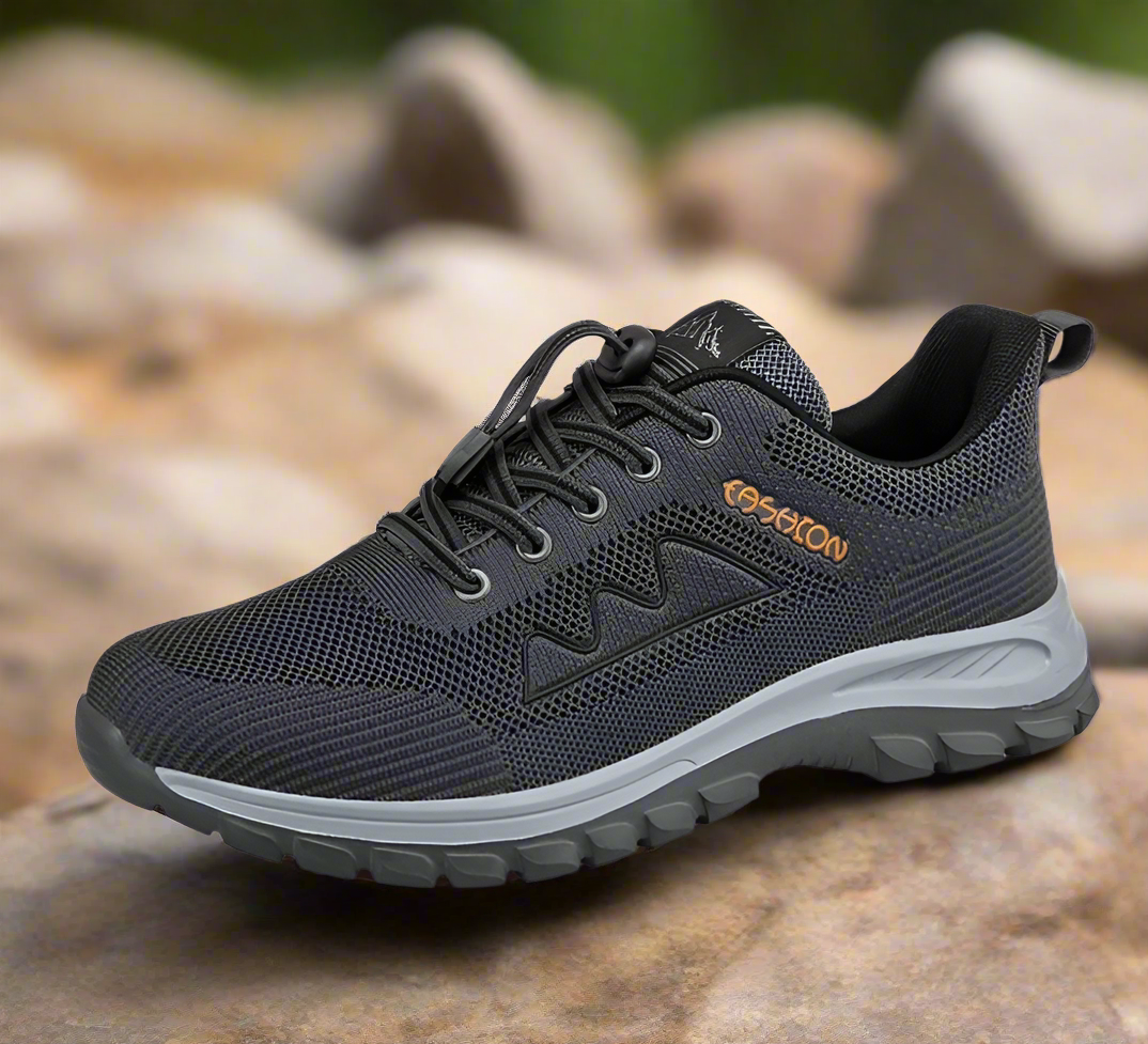 Męskie lekkie niskie buty trekkingowe - przewiewne buty outdoorowe z szybkim sznurowaniem i wytrzymałą podeszwą o dobrej przyczepności na szlaki, spacery, podróże, biwakowanie i codzienne przygody