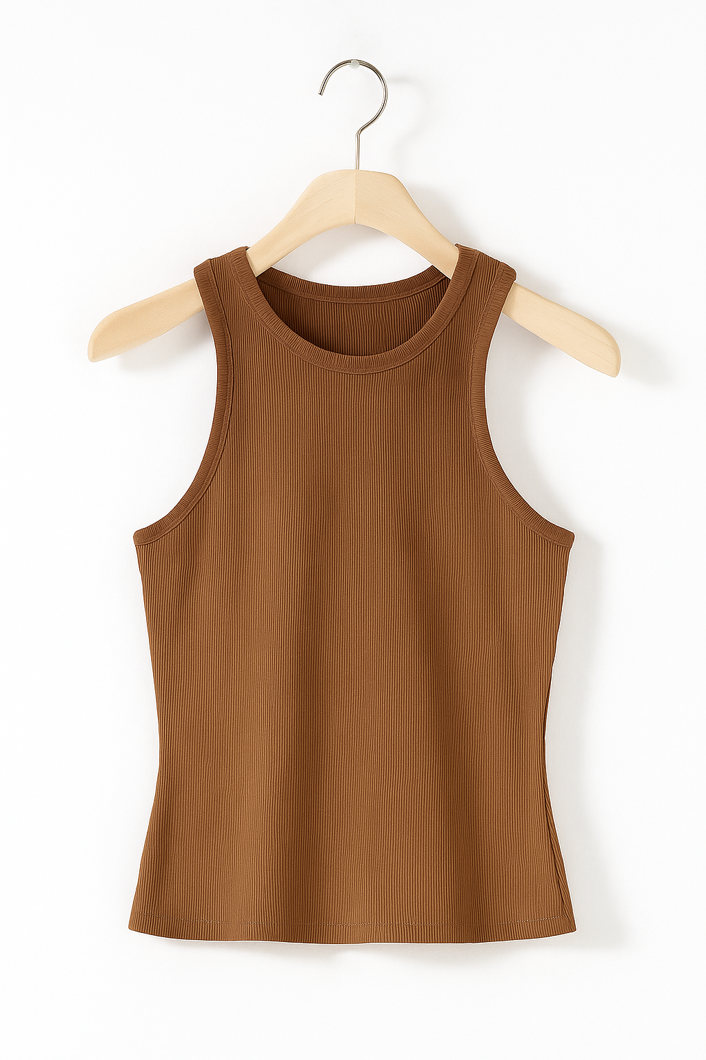 Women’s Ribbed Sleeveless Top – High-Neck Stretch Tank for Office Casual Summer and Everyday Layering