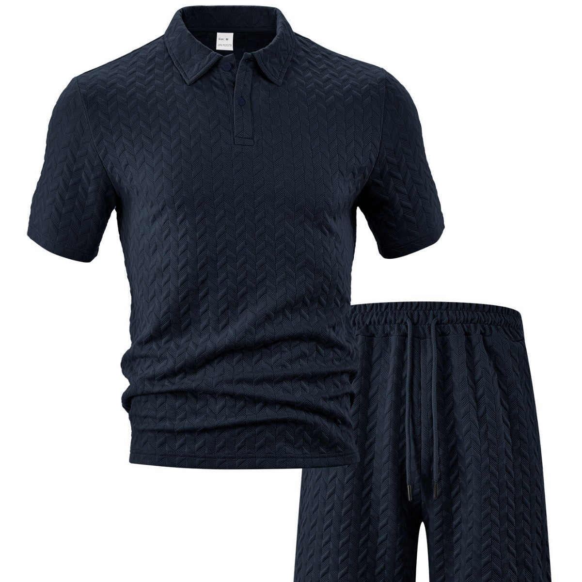Conjunto de camisa polo texturizada para hombre y pantalones cortos con cordón