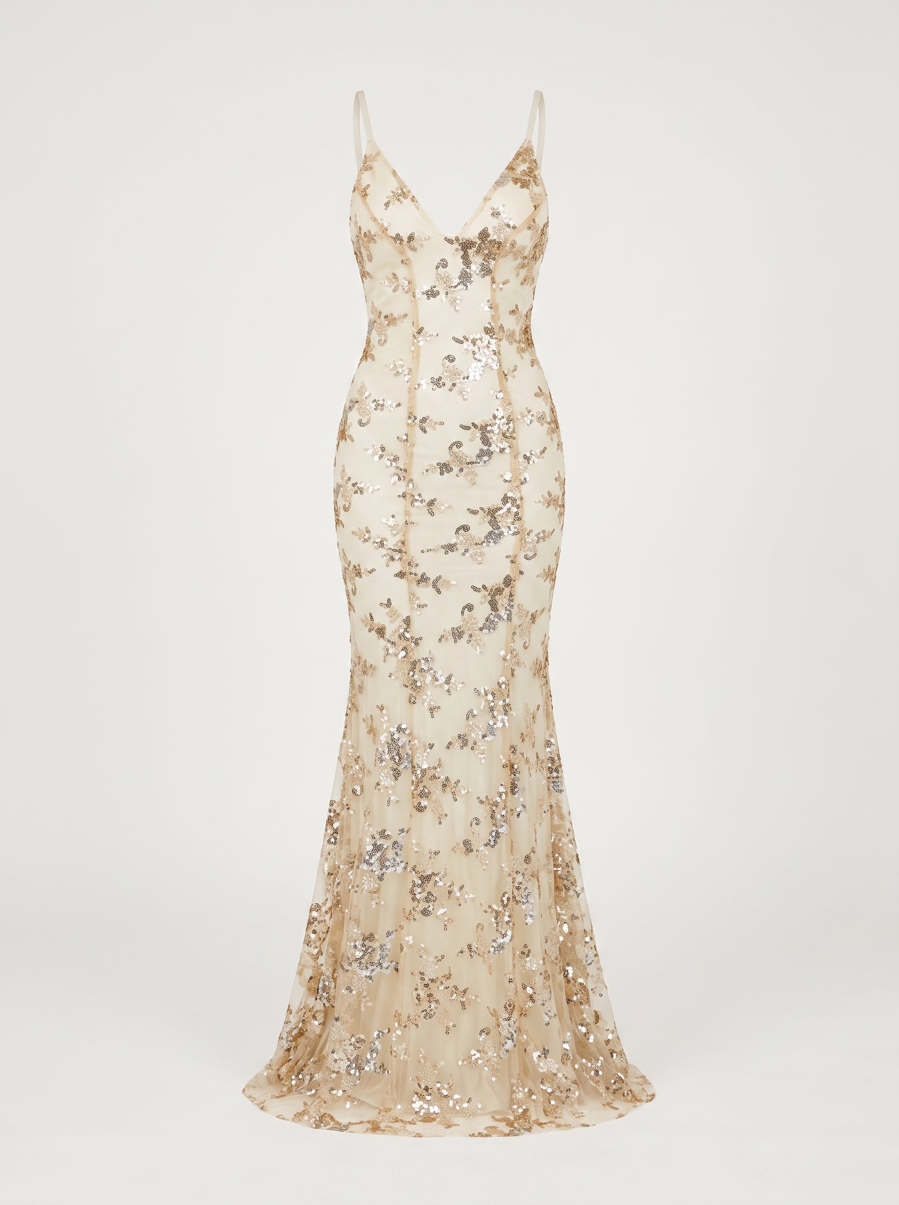 Women’s Sequin Maxi Evening Gown – Deep V-Neck Style for Galas and Formal Events