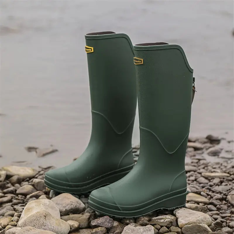 Botas Wellington altas de mujer con cañas contorneadas – Calzado de exterior fácil de poner para el campo y el jardín