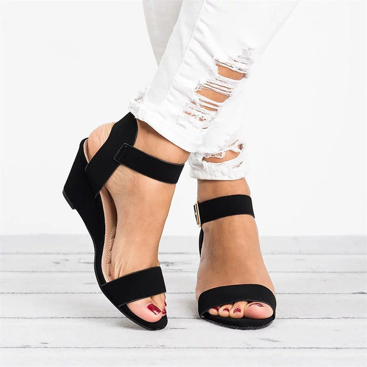 Women’s Low Block Heel Sandals – Buckled Ankle Strap Style for Everyday Summer Wear