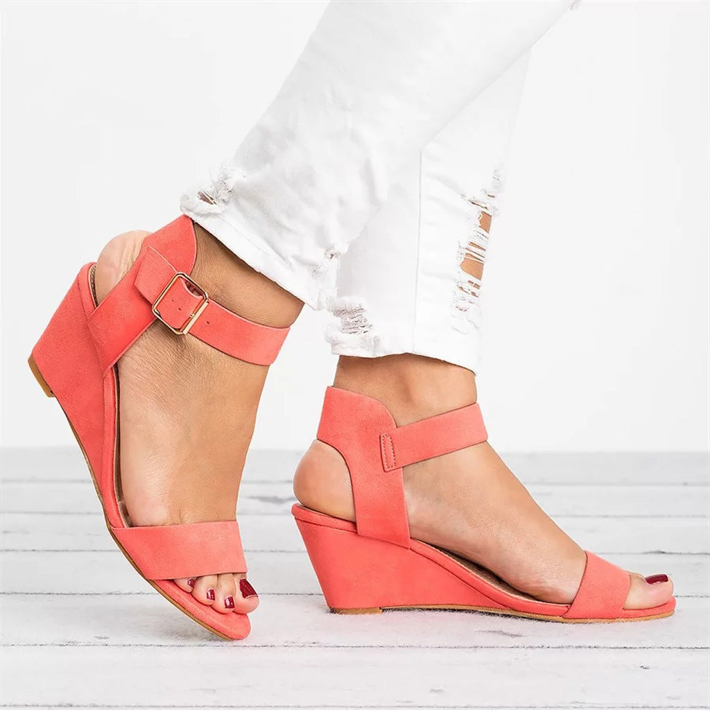 Women’s Low Block Heel Sandals – Buckled Ankle Strap Style for Everyday Summer Wear