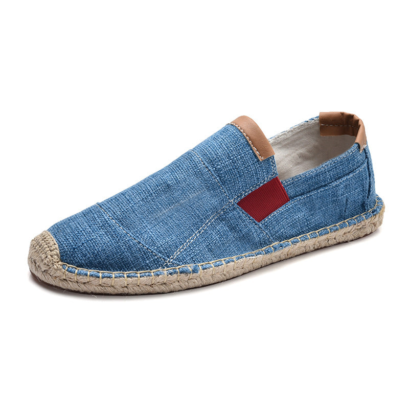 Leichte Espadrille-Loafer aus Canvas für Herren – Sommerliche Schlupfschuhe mit geflochtener Seilsohle und elastischen Einsätzen