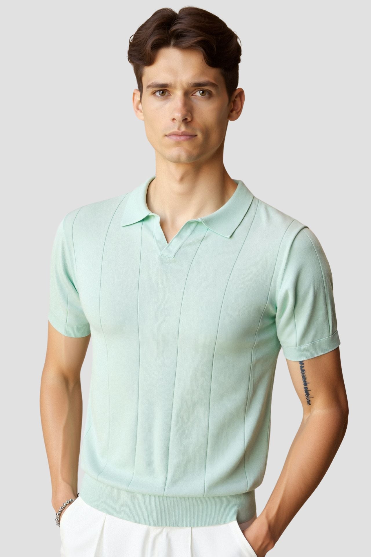 Men’s Fine Knit Polo Relaxed Smart Casual Summer Shirt