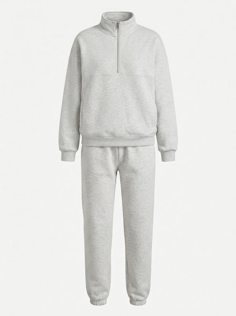 Ensemble sweat-shirt femme à demi-zip – Tenue décontractée avec pantalon jogger pour les voyages et le quotidien