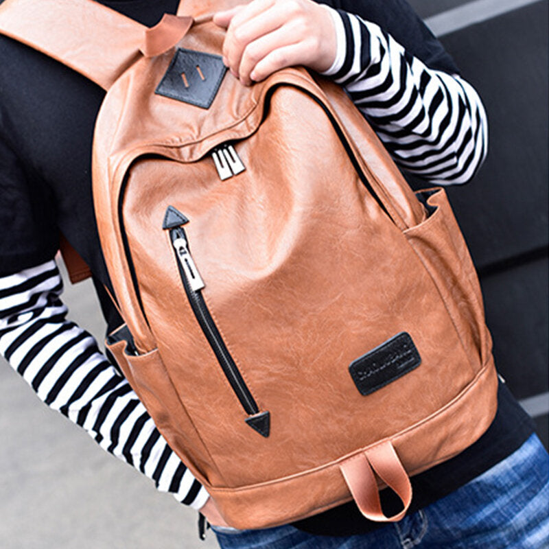 Laptop-Rucksack aus Kunstleder für Herren – Geräumiges Design mit mehreren Taschen und gepolsterten Schulterriemen