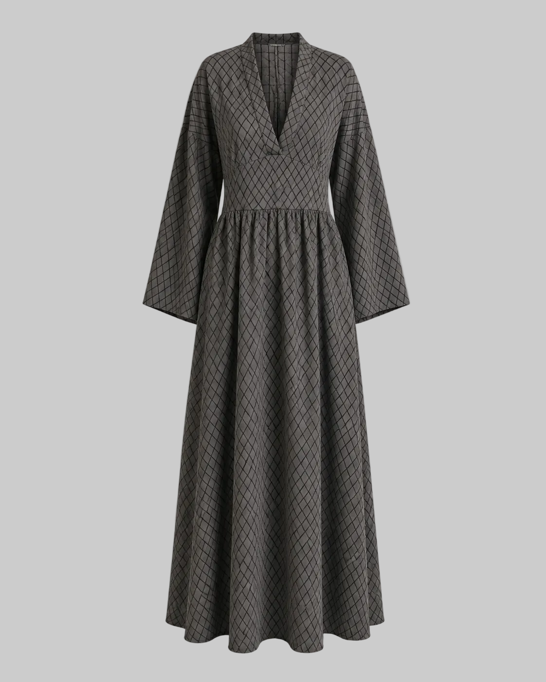 Robe longue fluide pour femme à manches évasées – style ajusté à col en V pour les cérémonies et les journées élégantes