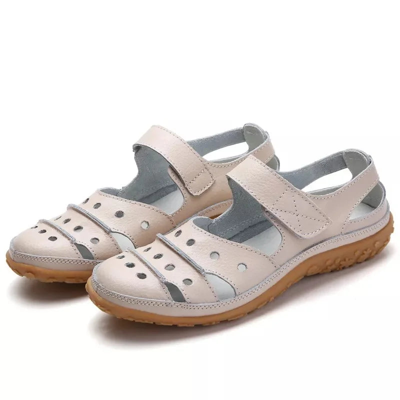 Sandales pour femme à bout fermé et bride réglable – Chaussures décontractées perforées pour le printemps et l’été