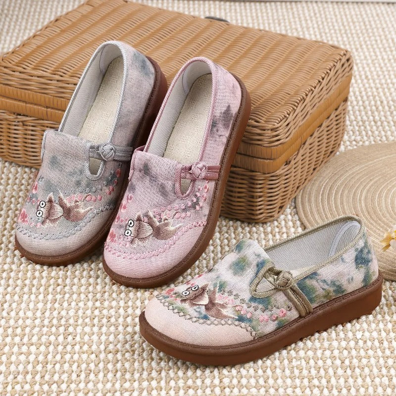 Dames slip-on-mokkasiner med print – komfortable flade sko til arbejde og weekender