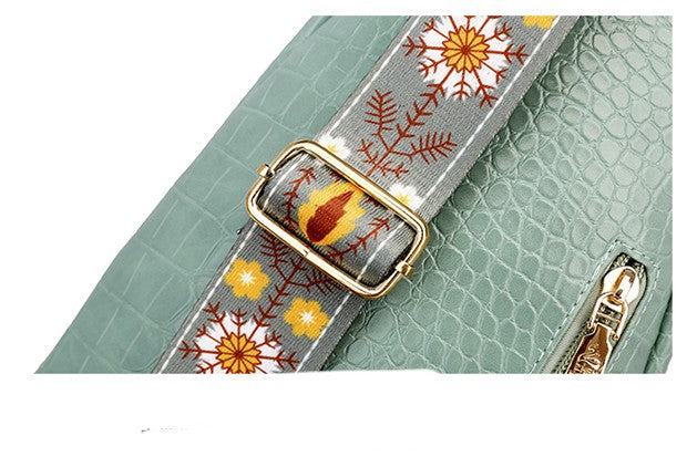 Bolso bandolera para mujer con correa estampada y textura encantadora