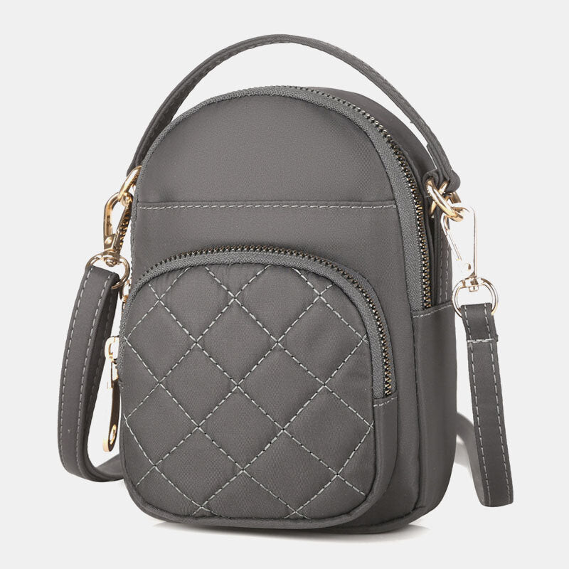 Women’s Quilted Mini Phone Crossbody Bag – Multi-Pocket Design with Adjustable Shoulder Strap