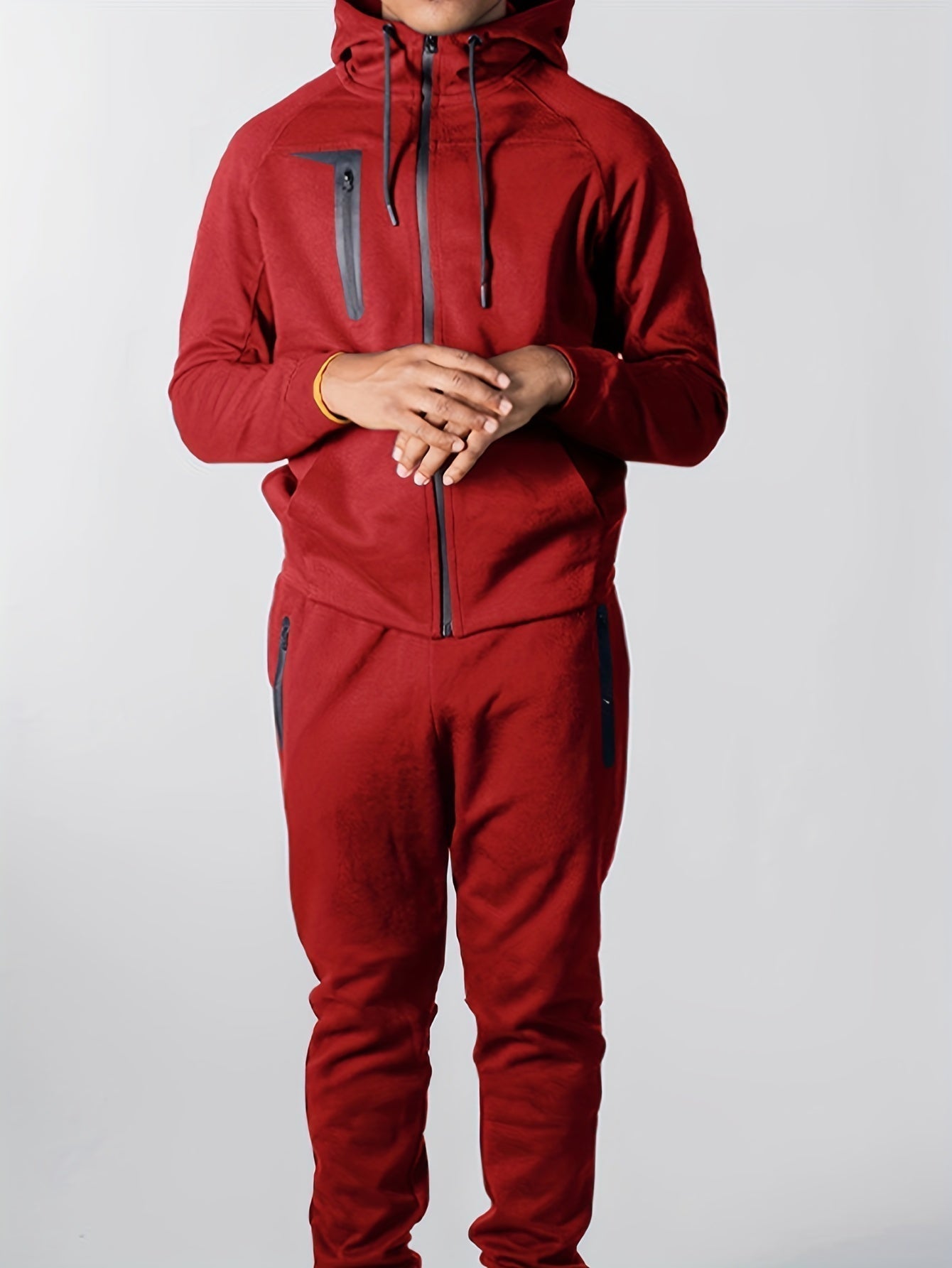 Men’s Loose Fit Hooded Tracksuit – Stretch Two-Piece Set for Spring and Autumn