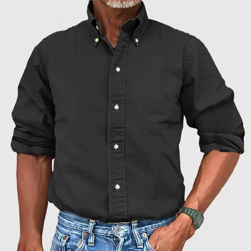 Men’s Casual Cotton Shirt – Breathable Long Sleeve Button-Down for Everyday Smart-Casual Style