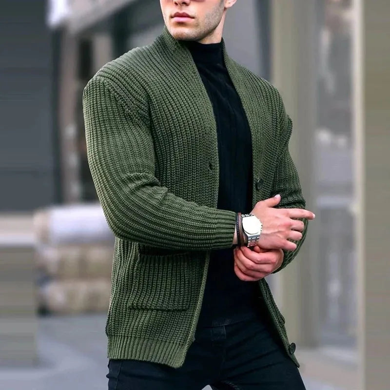 Men’s Knitted Cardigan – Stylish Streetwear Layer Long Sleeve Casual Jacket Comfortable Modern Everyday Fashion