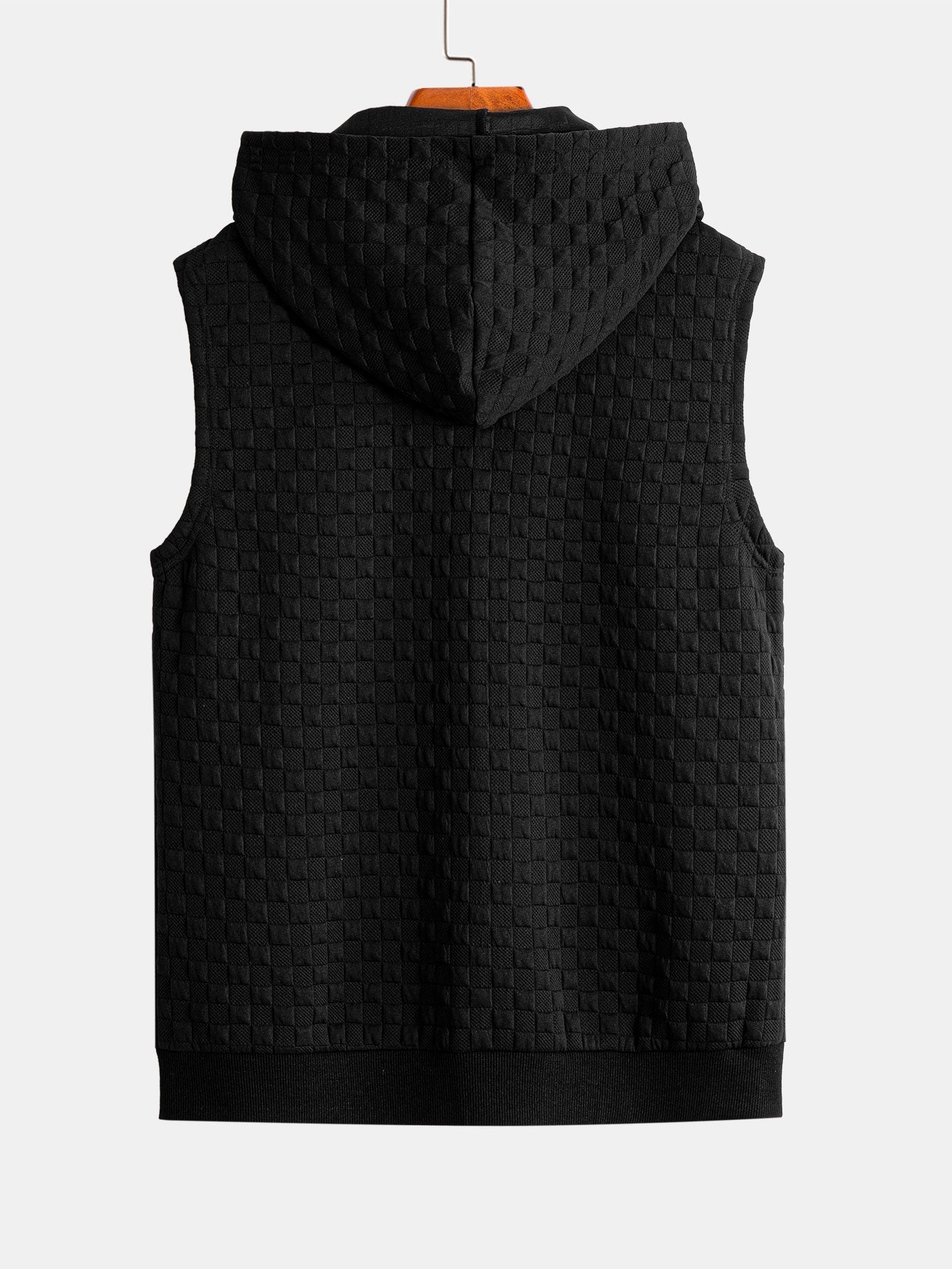 Men’s Sleeveless Hooded Vest Tracksuit – Textured Jogger Co-Ord for Streetwear