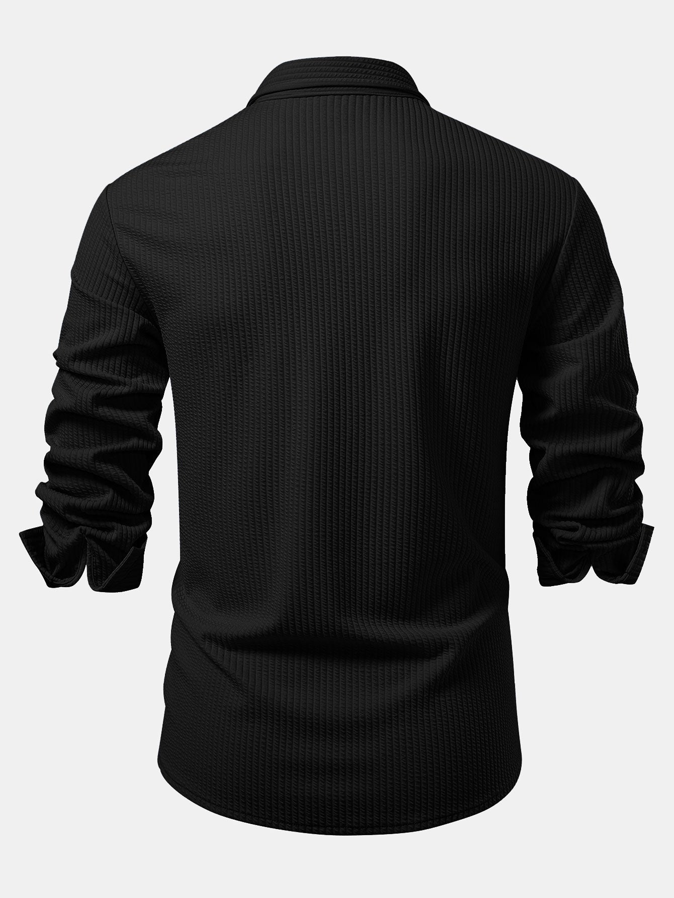 Men’s Sculpted Ribbed Stretch Shirt – Muscle Fit Button-Up for Smart Casual Wear