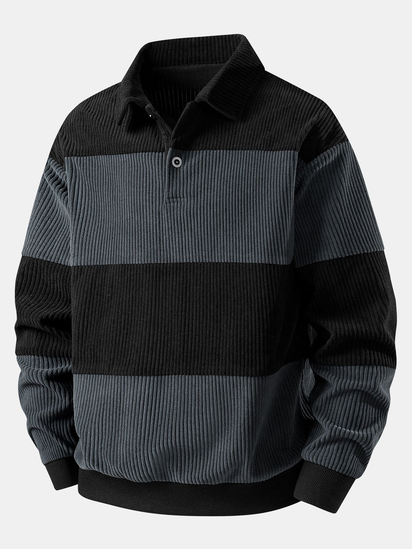 Men’s Corduroy Polo Sweatshirt – Relaxed Retro Layer for Autumn and Winter