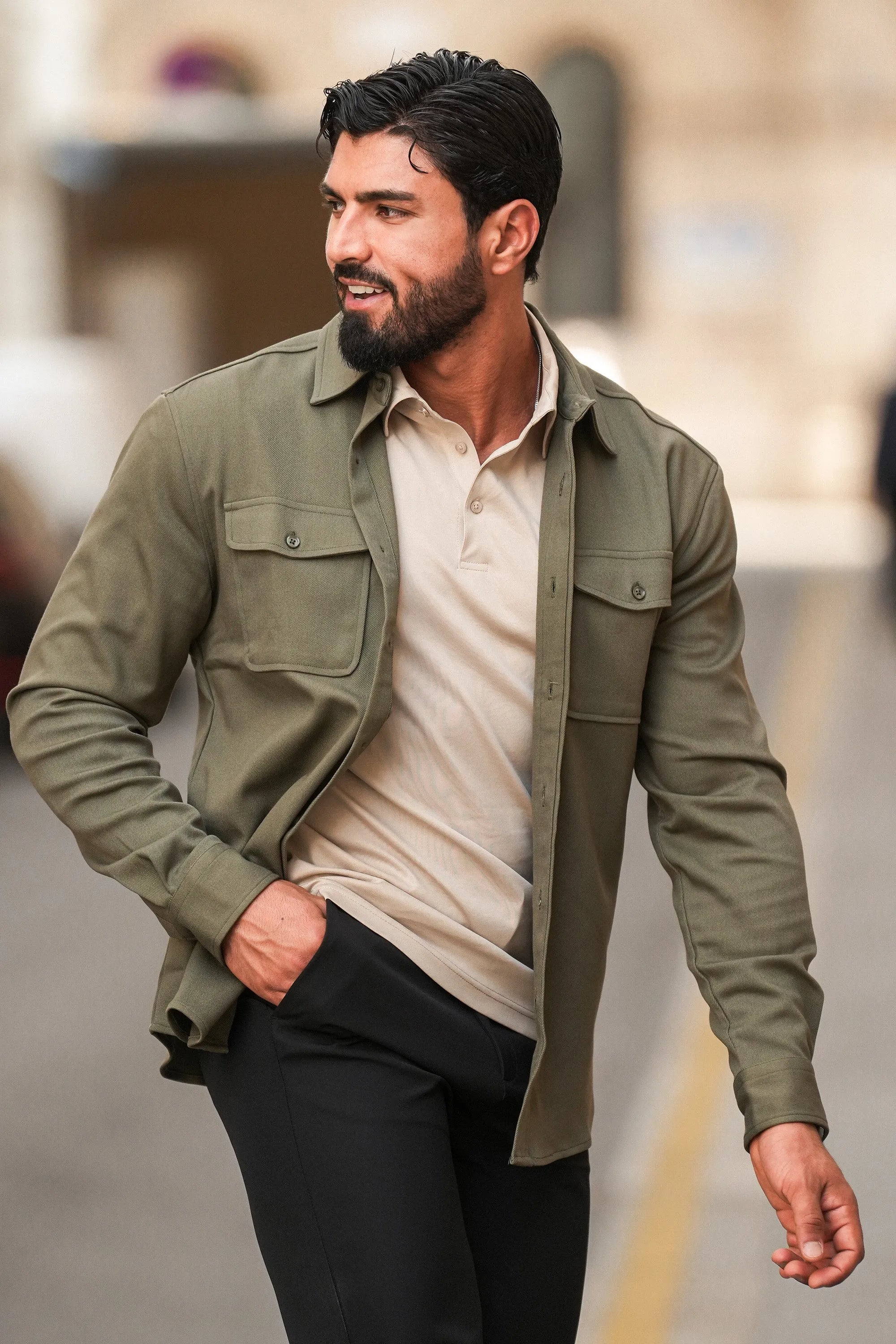 Men’s Cotton Blend Overshirt – Relaxed Utility Layering Piece for Casual Seasonal Styling